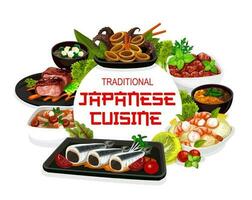 japonês cozinha nacional Comida pratos e refeições vetor