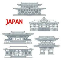 Japão templos, japonês pagode edifícios Quioto vetor