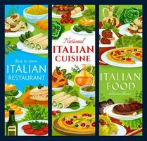 bandeiras de vetor de refeições de restaurante de cozinha italiana