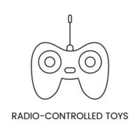 Rádio-controlado brinquedos, controlo remoto ao controle a partir de uma brinquedo linha ícone dentro vetor, ilustração para crianças conectados loja vetor