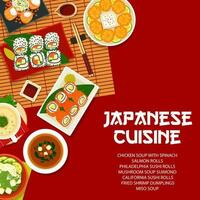 Japão cozinha vetor Comida do Japão desenho animado poster