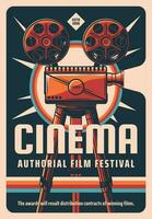 cinema autoral filme festival vetor retro poster