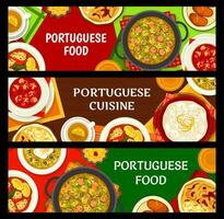 Português Comida bandeiras, Portugal cozinha cardápio vetor