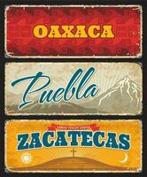 zacatecas, Oaxaca e puebla Estado lata pratos vetor