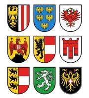 austríaco estados heráldica, regiões casaco do braços vetor