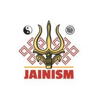 jainismo religião símbolo ícone, jain dharma sinais vetor
