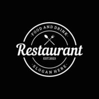 retro restaurante emblema.logotipo Projeto talheres modelo e mão desenhado vintage estilo restaurante tipografia. vetor