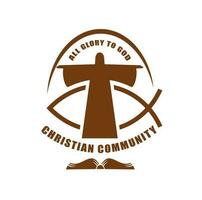 cristão comunidade ícone do Jesus Cristo e peixe vetor