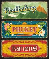 phuket, Ranong e phatthalug Tailândia províncias vetor