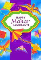 Makar Sankranti pipas, indiano feriado poster vetor