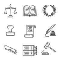 notário, justiça e legal serviço vetor ícones
