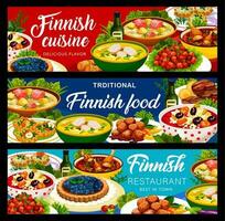finlandês restaurante cozinha Comida faixas e pratos vetor