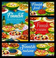 finlandês restaurante cozinha refeições e Comida pratos vetor