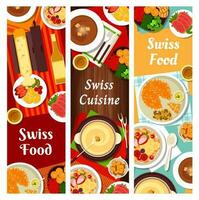 suíço cozinha bandeiras, Suíça Comida pratos vetor