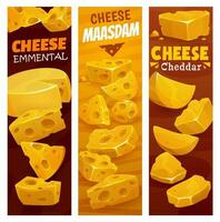 maasdam, emmental e queijo cheddar queijo, laticínios Comida vetor