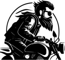 motociclista - Preto e branco isolado ícone - vetor ilustração