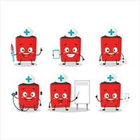 médico profissão emoticon com vermelho marcador desenho animado personagem vetor