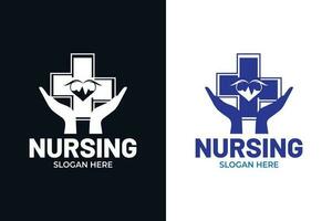 enfermagem moderno minimalista logotipo. médico clínica logotipo Projeto modelo. hospital, enfermeira, diagnóstico logotipo vetor