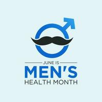 masculino saúde mês é observado cada ano dentro junho. Junho é nacional masculino saúde consciência mês. vetor modelo para bandeira, cumprimento cartão, poster com fundo. vetor ilustração.