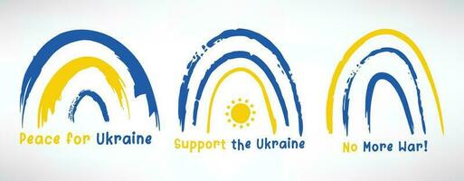 boho arco Iris com Ucrânia bandeira cores. Salve  Ucrânia, Apoio, suporte a Ucrânia placa vetor