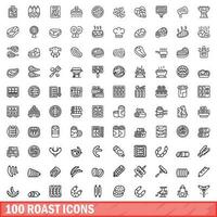 100 assado ícones definir, esboço estilo vetor