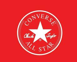 conversar todos Estrela logotipo marca branco sapatos símbolo Projeto vetor ilustração com vermelho fundo