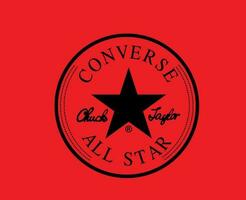 conversar todos Estrela logotipo marca Preto sapatos símbolo Projeto vetor ilustração com vermelho fundo