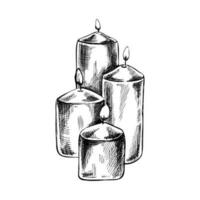 mão desenhado esboço do queimando velas. vetor ilustração do uma vintage estilo. dia das Bruxas ou Natal desenho.