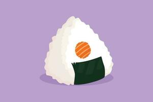 personagem plano desenhando fresco delicioso japonês onigiri arroz restaurante logotipo emblema. Sushi frutos do mar cafeteria fazer compras logótipo modelo para cafeteria, comprar, Comida Entrega serviço. desenho animado Projeto vetor ilustração