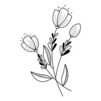 mão desenhado esboço flores ilustração, decorativo floral elemento vetor