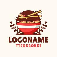 tteokbokki logotipo modelo, adequado para restaurante, cafeteria, e fazer compras vetor
