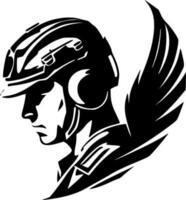 militares - Preto e branco isolado ícone - vetor ilustração