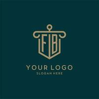 fb monograma inicial logotipo Projeto com escudo e pilar forma estilo vetor