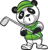 esporte engraçado animal panda jogando golfe vetor