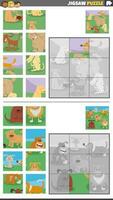 quebra-cabeças enigma jogos conjunto com desenho animado cachorros personagens vetor