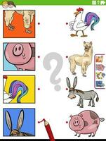 Combine desenho animado Fazenda animais e recortes educacional jogos vetor