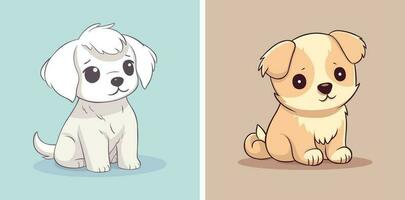 dois fofa desenho animado cachorros ilustração vetor