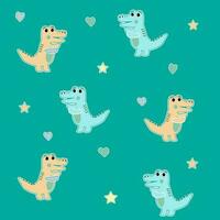 desatado padronizar crianças dinossauros crocodilos estrelas corações vetor eps10