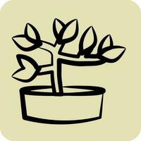 ícone bonsai. adequado para jardim símbolo. mão desenhado estilo. simples Projeto editável. Projeto modelo vetor. simples ilustração vetor