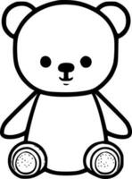 Urso de pelúcia urso, Preto e branco vetor ilustração