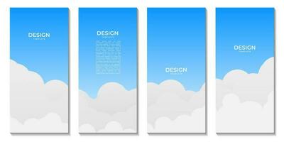 brochuras com abstrato moderno azul e branco nuvem fundo vetor