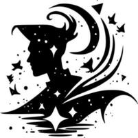 Magia - Preto e branco isolado ícone - vetor ilustração