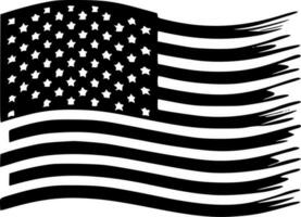 americano bandeira - Preto e branco isolado ícone - vetor ilustração