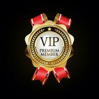 emblema dourado vip golden member retro design vetor