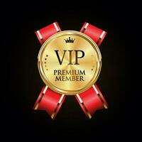 emblema dourado vip golden member retro design vetor