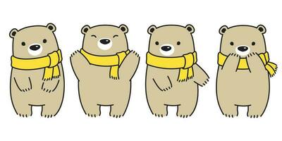 Urso vetor polar Urso panda logotipo ícone personagem desenho animado cachecol criança ilustração rabisco Castanho