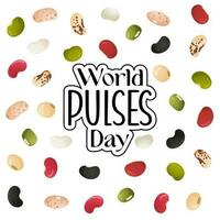 mundo pulsos dia - internacional dia este reconhece a importância do pulsos. misturar do feijões. benefícios do leguminosas, uma fonte do proteína e fibra. mundo legumes dia, cultivar pulsos, grão leguminosas. vetor