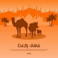 eid al-adha com mesquita fundo vetor