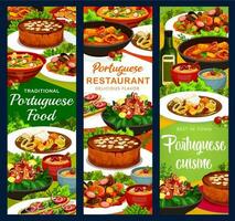 Português cozinha vetor bandeiras, Portugal refeições