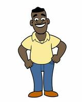 desenho animado africano homem sorridente vetor